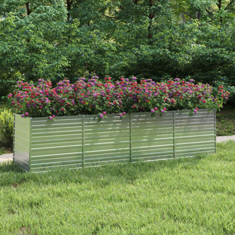 Arriate de acero galvanizado plateado 320x80x77 cm vidaXL