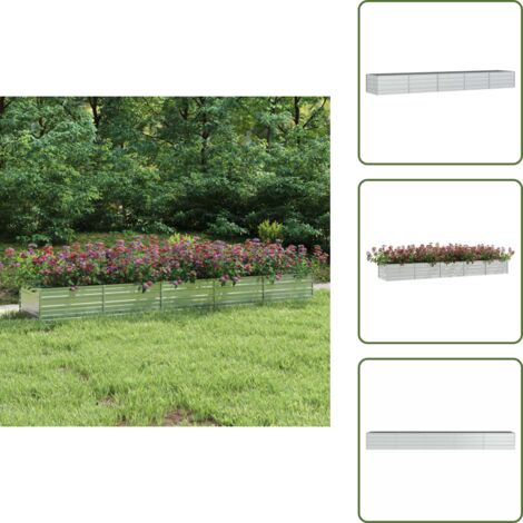 Arriate de acero galvanizado plateado 400x80x45 cm