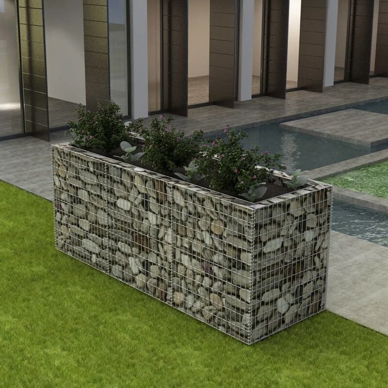 

Youthup - Arriate de gaviones de acero 270x90x100 cm - Plateado