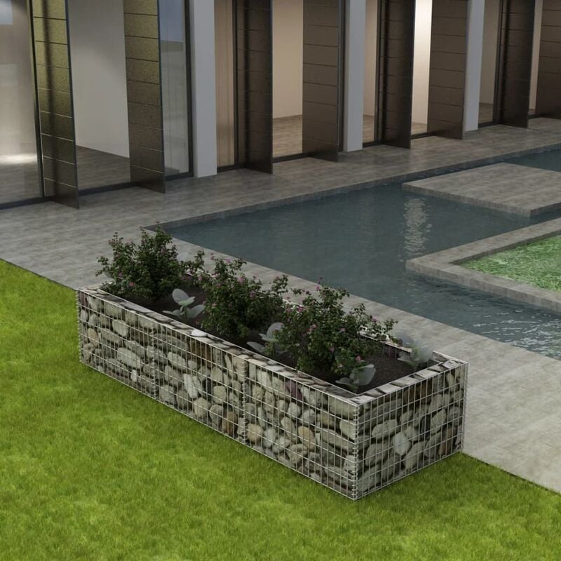 

Arriate de gaviones de acero 270x90x50 cm - Plateado