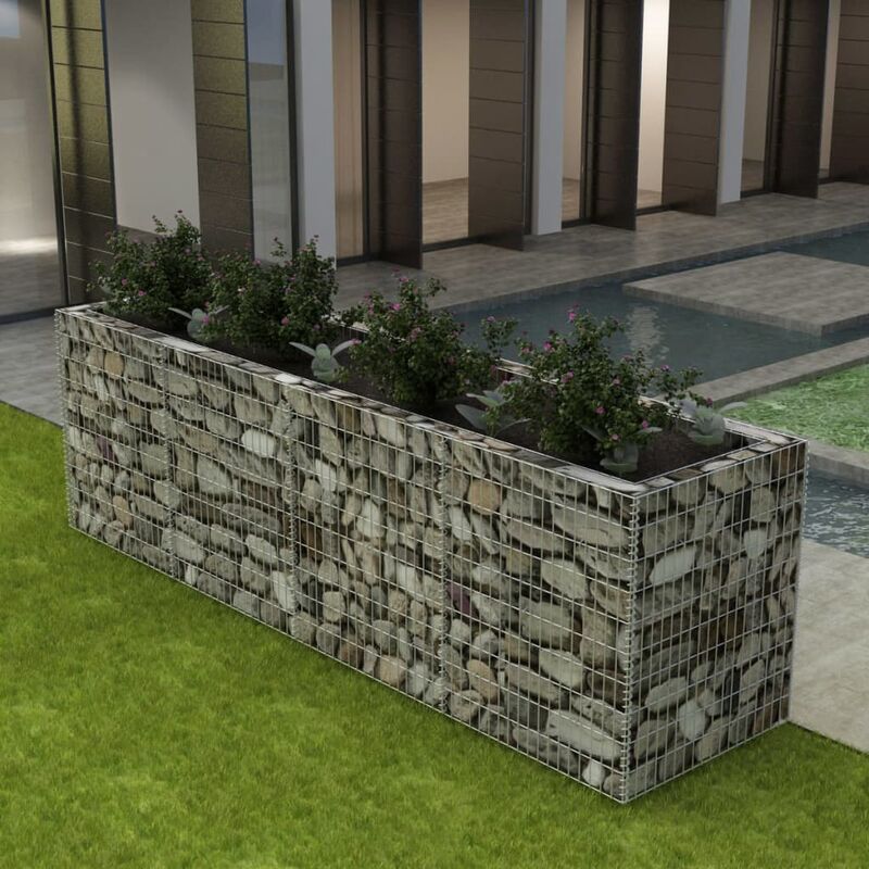 

Youthup - Arriate de gaviones de acero 360x90x100 cm - Plateado