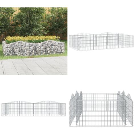 Arriate de gaviones forma arco hierro galvanizado 200x100x50 cm - Jardín - Gaviones