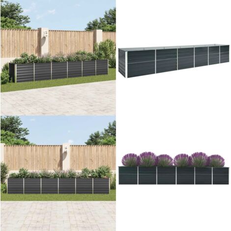 Arriate de jardín de acero galvanizado antracita 480x80x77 cm - Maceta - Acero galvanizado