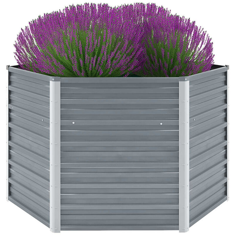 

Arriate de jardin de acero galvanizado gris 129x129x77 cm