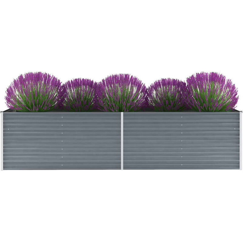 

Arriate de jardín de acero galvanizado gris 320x80x77 cm
