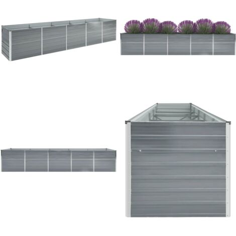 Arriate de jardín de acero galvanizado gris 400x80x77 cm - Maceta - Acero galvanizado