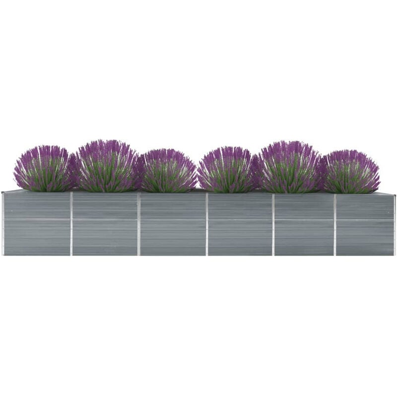 

Arriate de jardin de acero galvanizado gris 480x80x77 cm