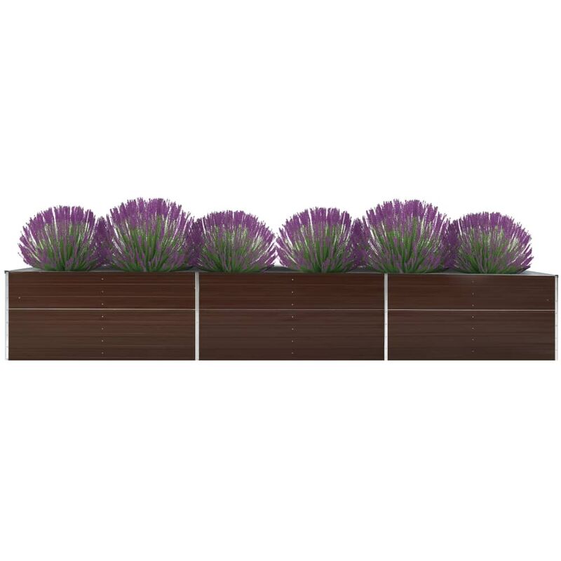 

Arriate de jardín de acero galvanizado marrón 480x80x45 cm