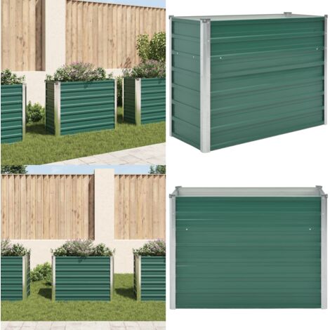 Arriate de jardín de acero galvanizado verde 100x40x77 cm - Macetero de acero - Jardinera de metal