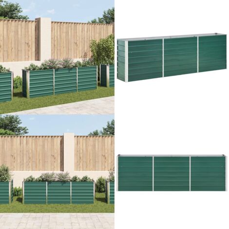 Arriate de jardín de acero galvanizado verde 240x40x77 cm - Maceta - Acero galvanizado