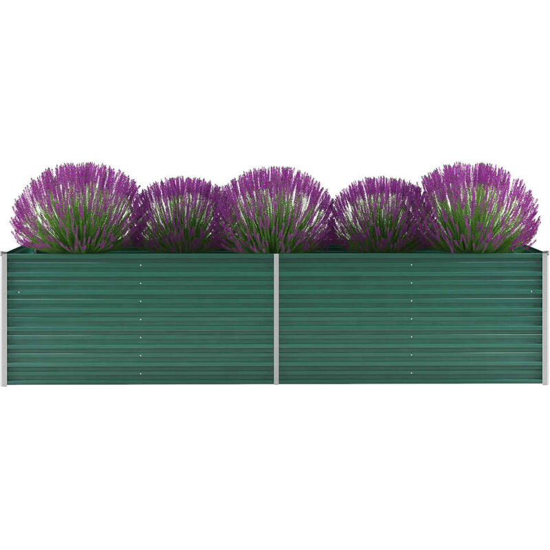

Arriate de jardín de acero galvanizado verde 320x80x77 cm