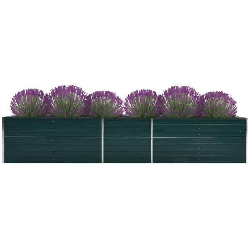 

Arriate de jardín de acero galvanizado verde 400x80x77 cm