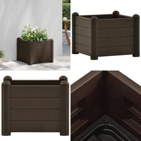 Arriate de jardín PP mocha 43x43x35 cm - Jardinera de tierra - Maceta de jardín