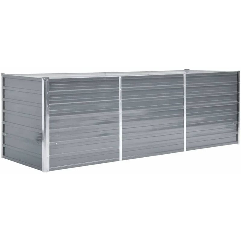 

Arriate de jardín de acero galvanizado gris 240x80x77 cm - Gris