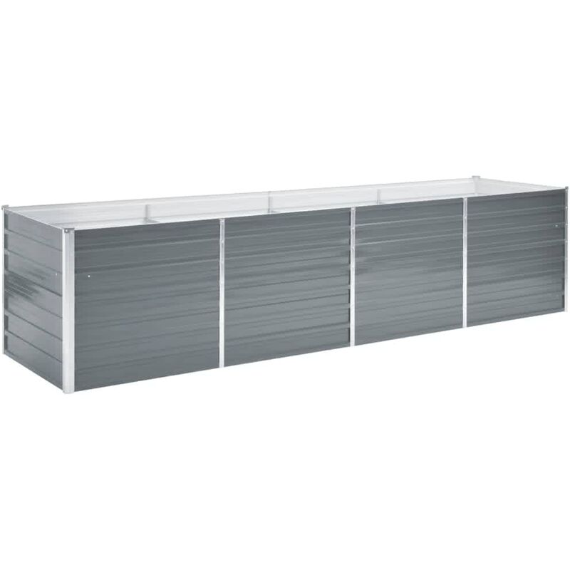 

Arriate de jardín de acero galvanizado gris 320x80x77 cm - Gris