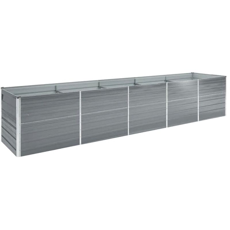 

Arriate de jardín de acero galvanizado gris 400x80x77 cm - Gris