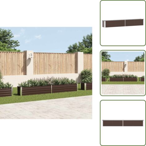 Arriate de metal - vidaXL Arriate de jardín de acero galvanizado marrón 320x40x45 cm - Jardinera para jardín