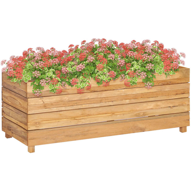 

Arriate de teca reciclada y acero 100x40x38 cm