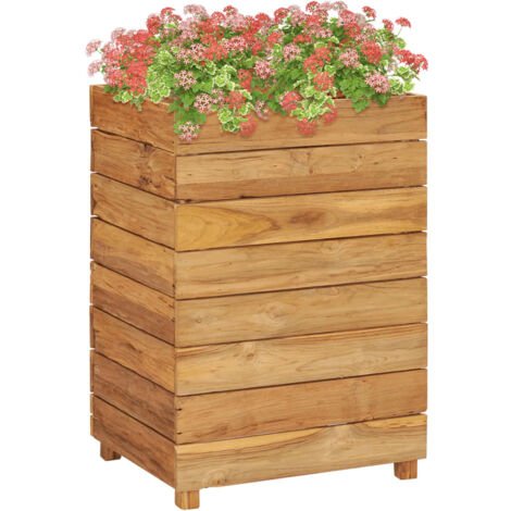 Arriate de teca reciclada y acero 50x40x72 cm