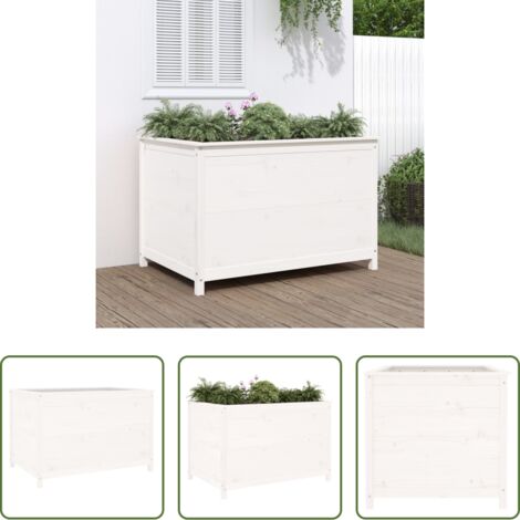 Arriate elevado -  Arriate elevado de jardín madera de pino blanco 119,5x82,5x78cm