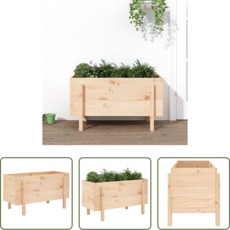 Arriate elevado -  Arriate elevado de jardín madera maciza de pino 101x50x57 cm
