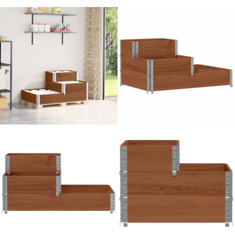 Arriate elevado de 3 niveles madera maciza pino marrón 120x80cm - Arriate - Jardinera