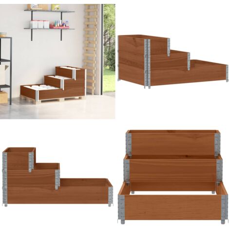 Arriate elevado de 3 niveles madera maciza pino marrón 120x80cm - Arriate - Jardinera