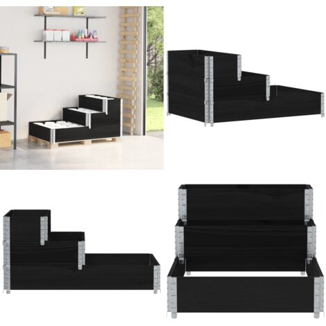 Arriate elevado de 3 niveles madera maciza pino negro 120x80 cm - Arriate - Jardinera