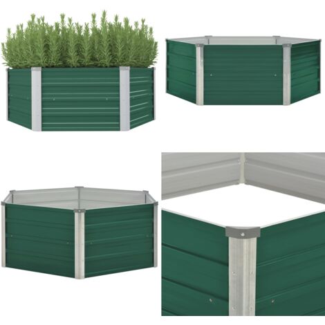 Arriate elevado de acero galvanizado verde 129x129x46 cm - Maceta - Cultivo