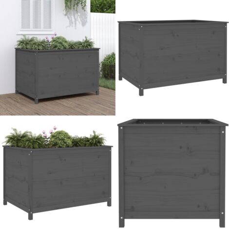 Arriate elevado de jardín madera de pino gris 119,5x82,5x78 cm - Arriate elevado - Madera de pino