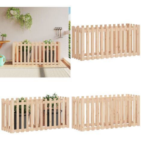 Arriate elevado jardín con valla madera maciza pino 150x50x70cm - Jardín - Madera maciza