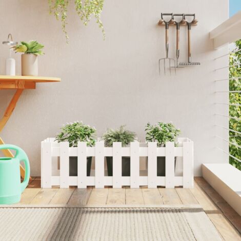 Arriate elevado jardín con valla madera pino  100x30x30cm