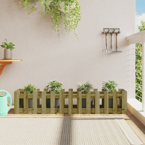 Arriate elevado jardín valla madera impregnada pino 150x30x30cm