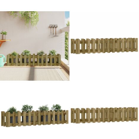Arriate elevado jardín valla madera impregnada pino 150x30x30cm - Jardín - Madera impregnada