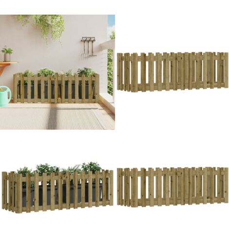 Arriate elevado jardín valla madera impregnada pino 150x50x50cm - Jardín - Madera impregnada