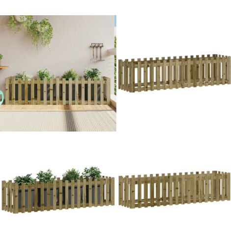 Arriate elevado jardín valla madera impregnada pino 200x50x50cm - Jardín - Madera impregnada