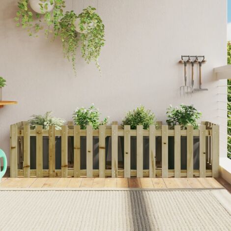 Arriate elevado jardín valla madera impregnada pino 200x50x50cm vidaXL