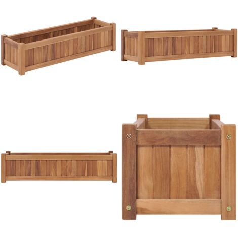 Arriate elevado madera maciza de teca 100x30x25 cm - Jardinera - Madera de teca