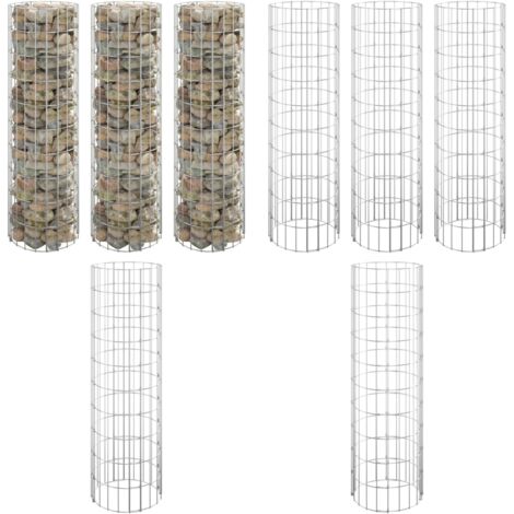 Arriate gaviones circular 3 uds acero galvanizado Ø30x100 cm - Gaviones para jardín - Bancales elevados