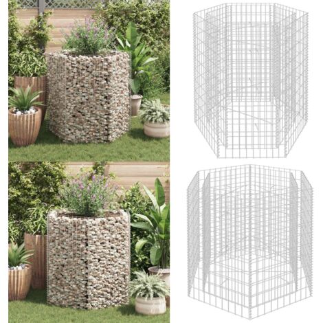 Arriate hexagonal de gaviones 100x90x100 cm - Gavión para jardín - Bordes para plantas