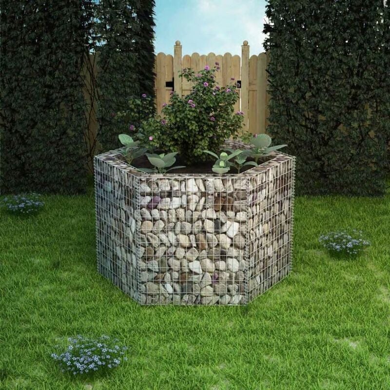

Happyshopping - Arriate hexagonal de gaviones 160x140x100 cm