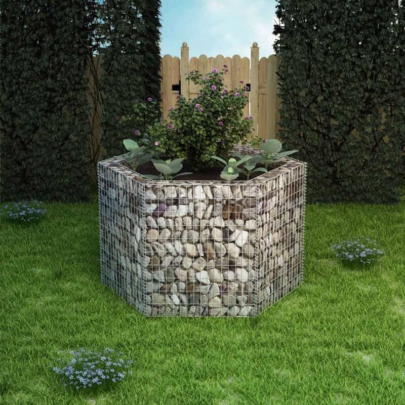 

Arriate hexagonal de gaviones 160x140x100 cm - Plateado