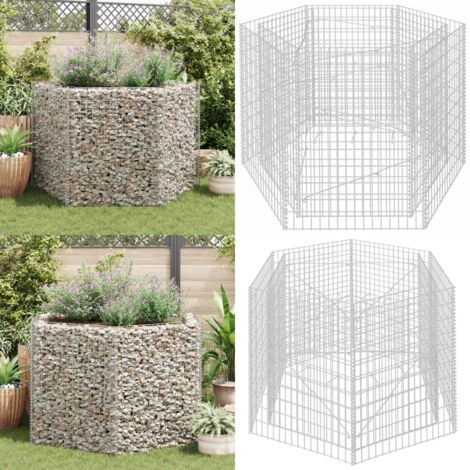 Arriate hexagonal de gaviones 160x140x100 cm - Gavión para jardín - Gavión para plantas