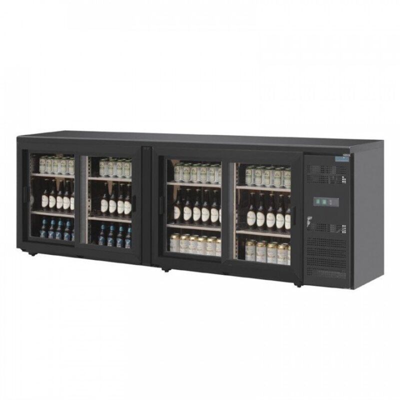 Arrière-bar 4 portes coulissantes vitrées 698 Litres noir, 320 W, 220 V - MONO Arrière-bar 4 portes coulissantes vitrées 698 Litres noir, 320 W, 220 V - MONO