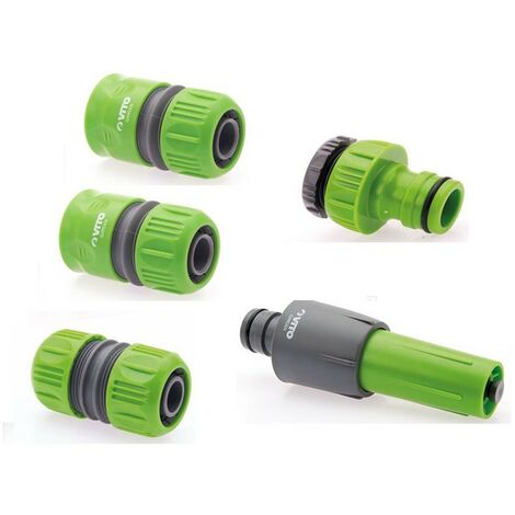 Arrosage 5 pièces diam 25-1"  lance multi jet + nez de robinet + 2 raccords rapides + embout raccord VITO