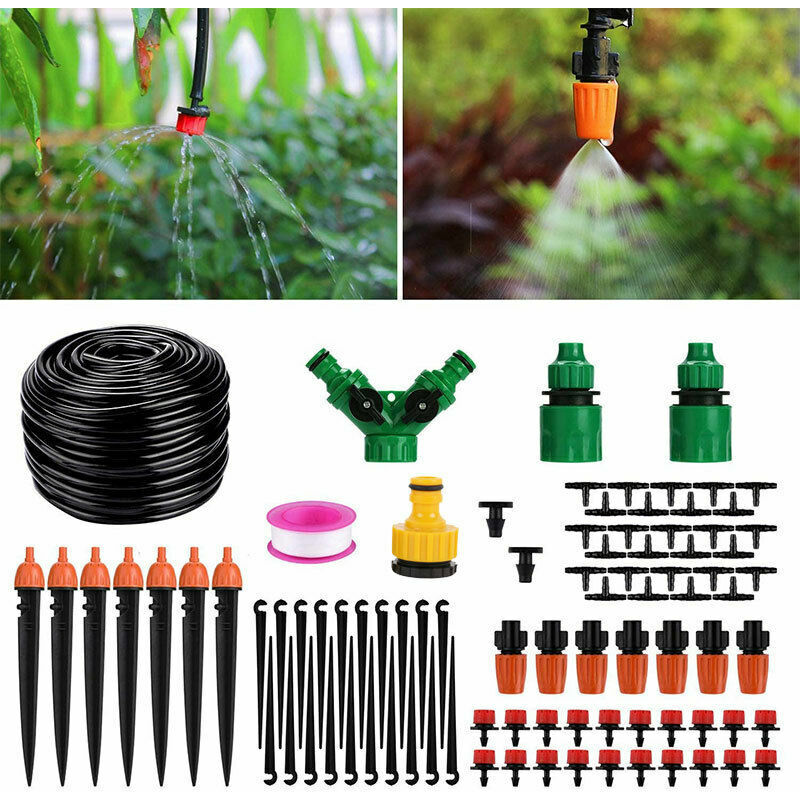 Arrosage Automatique Goutte a Goutte Kit Irrigation Micro Système d'Arrosage Automatique pour Jardin Pelouse Plante Paysage Potager Serre Terrasse