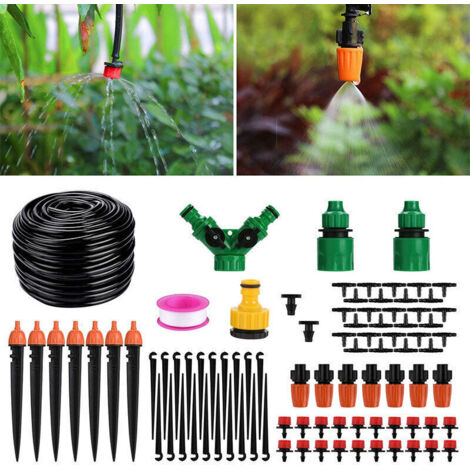 Arrosage Automatique Goutte a Goutte Kit Irrigation Micro Système d'Arrosage Automatique pour Jardin Pelouse Plante Paysage Potager Serre Terrasse Plate-Bande