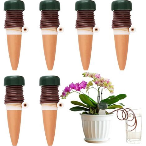 Arrosage Automatique Interieur Distributeur Eau Plante pour les Plantes D'intérieur et D'extérieur Plantes en pot Plantes de jardin Pots de fleurs（Marron-6Pcs）