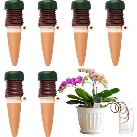Arrosage Automatique Interieur Distributeur Eau Plante pour les Plantes D'intérieur et D'extérieur Plantes en pot Plantes de jardin Pots de fleurs（Marron-6Pcs）