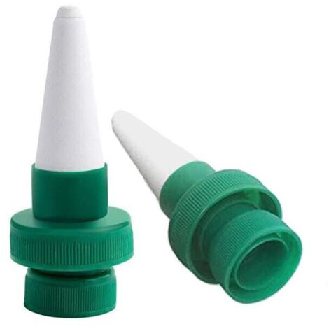 Arrosage automatique pour plantes en céramique avec pics d'arrosage automatique pour fls et goutte-à-goutte, système d'arrosage pour intéri et extéri 2 pièces,vert
